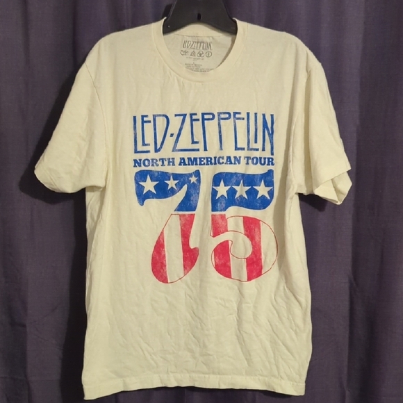 Led Zeppelin North American Tour 75 White T-Shirt - Picture 3 of 6